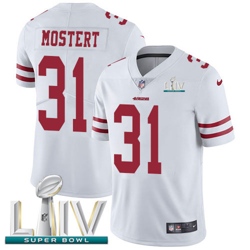 San Francisco 49ers Nike #31 Raheem Mostert White Super Bowl LIV 2020 Men Stitched NFL Vapor Untouchable Limited Jersey